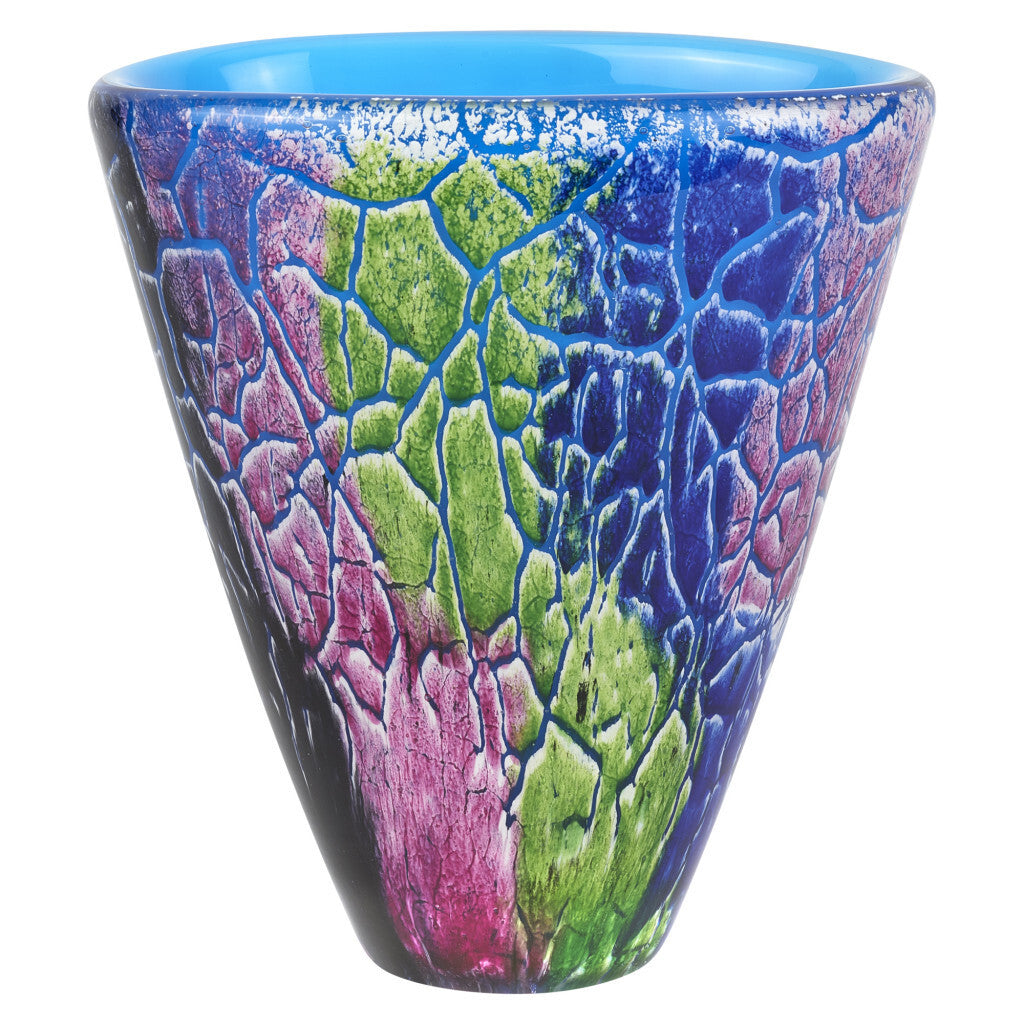 8" Blue and Green Murano Glass Abstract Oval Table Vase LuxuryLifeWay Online Store