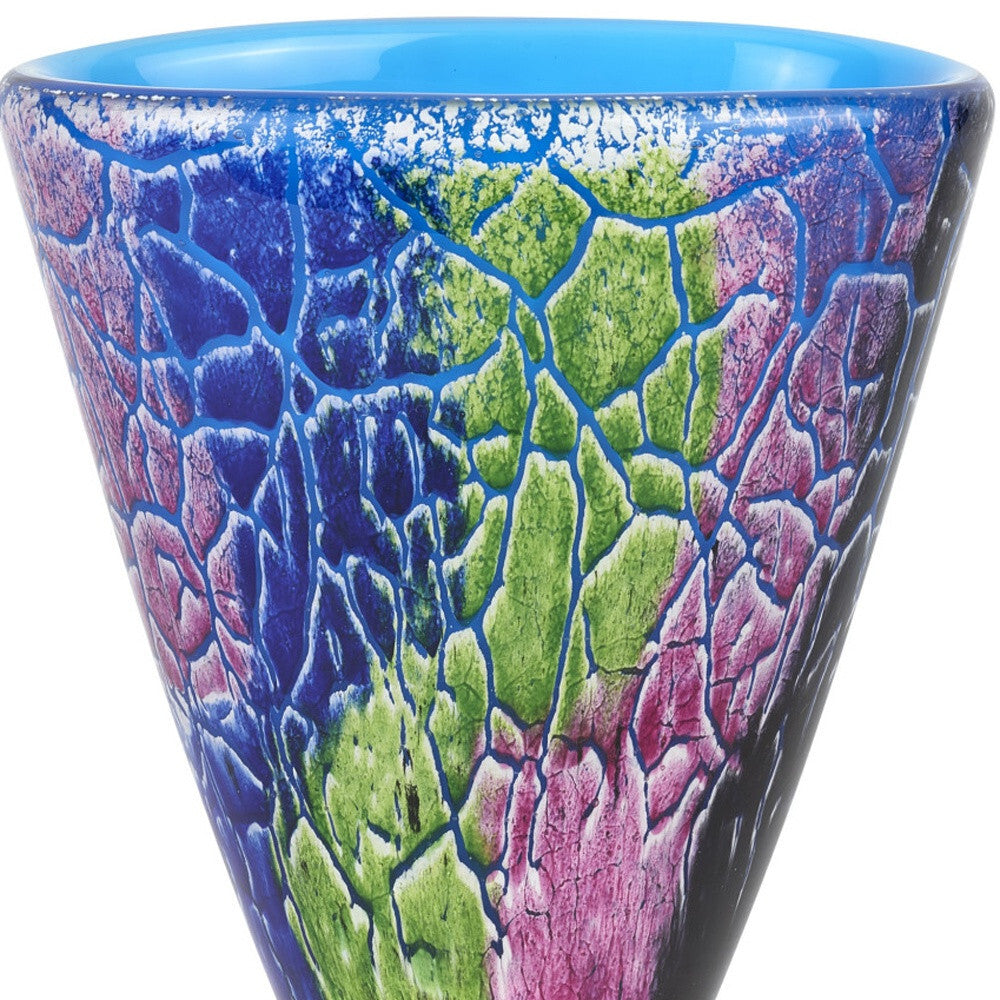 8" Blue and Green Murano Glass Abstract Oval Table Vase LuxuryLifeWay Online Store