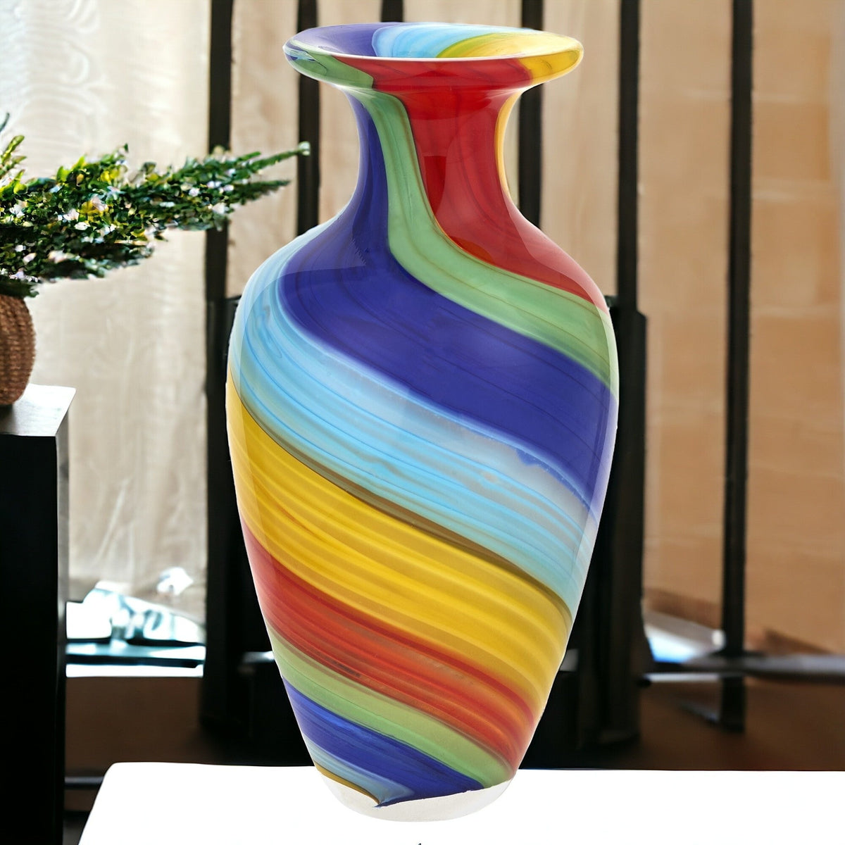 10" Rainbow Murano Glass Abstract Round Table Vase LuxuryLifeWay Online Store