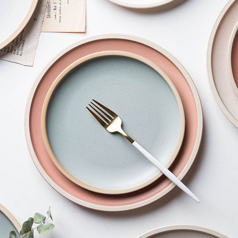 Pure color matte ceramic plate LadyShow.Store