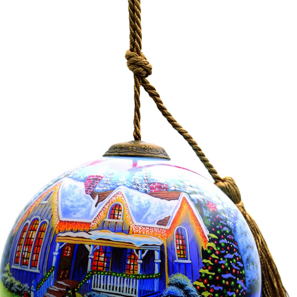 Christmas Home and Horse Carriage Hand Painted Mouth Blown Glass Ornament LuxuryLifeWay Online Store