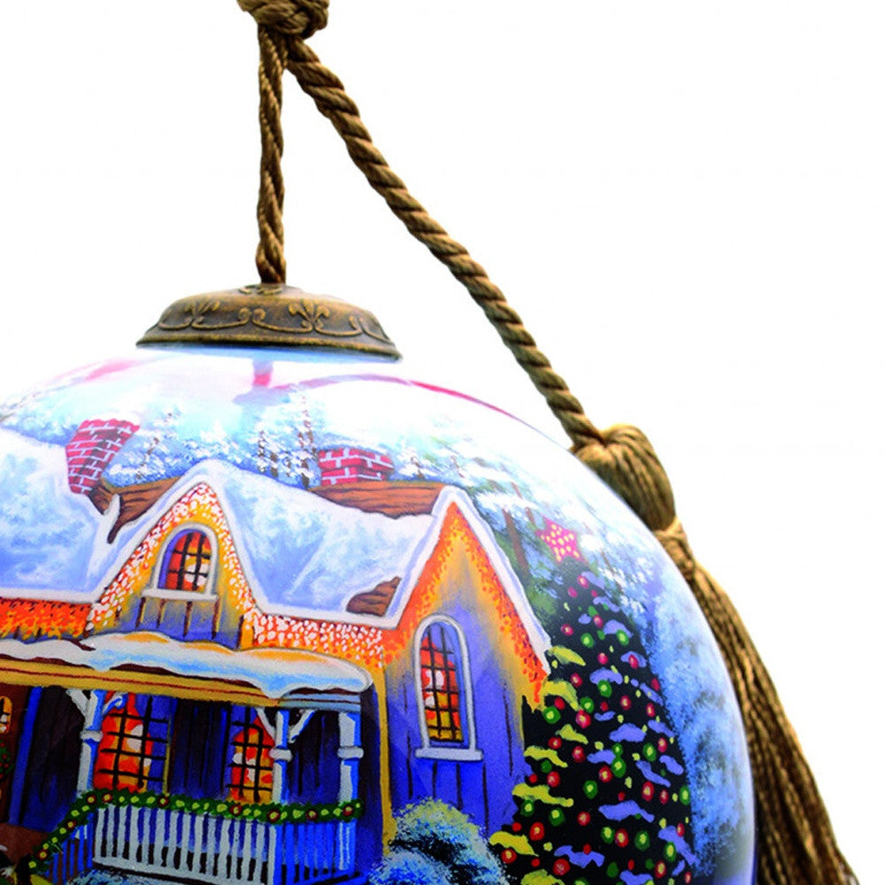 Christmas Home and Horse Carriage Hand Painted Mouth Blown Glass Ornament LuxuryLifeWay Online Store