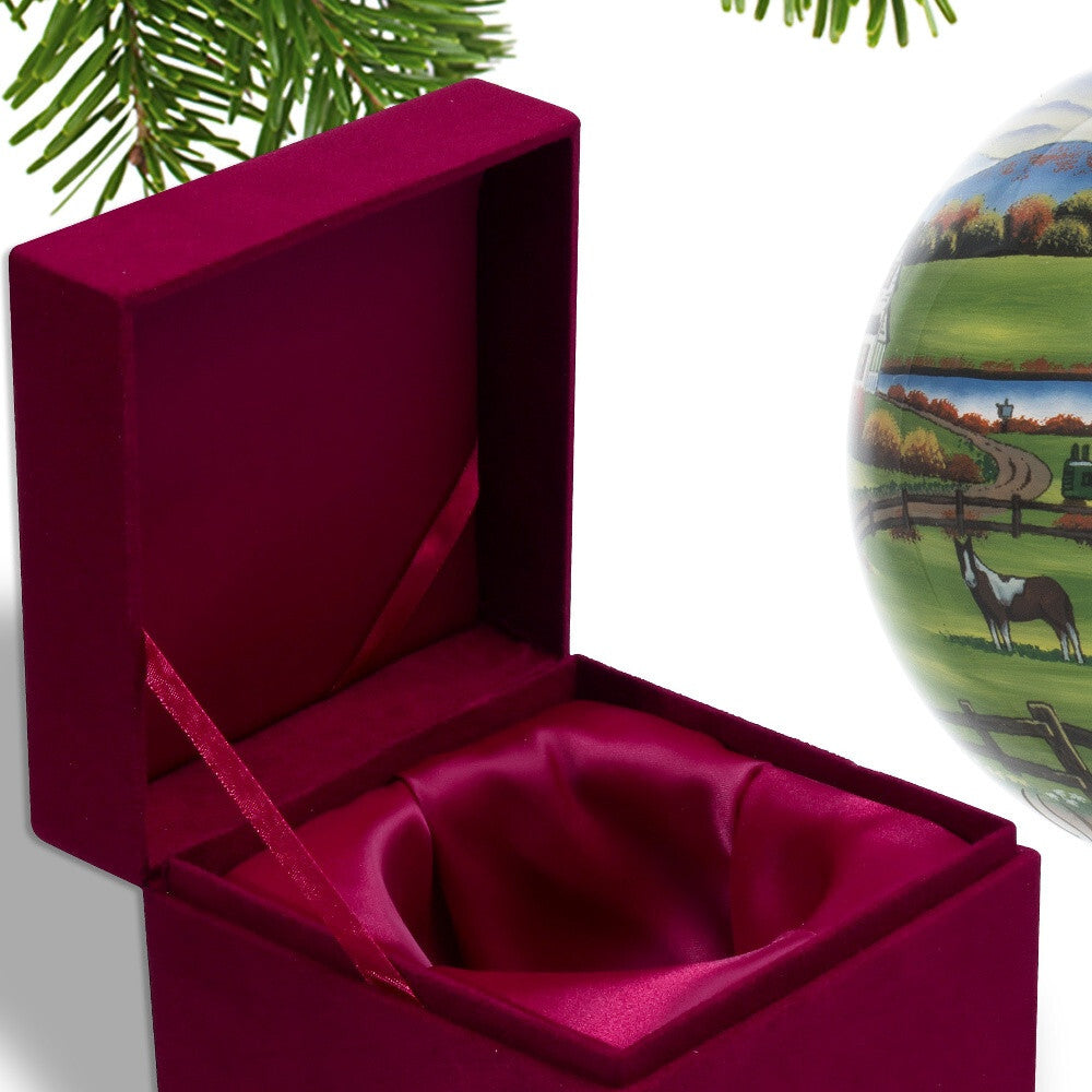 Farm in the Fall Scenery Hand Painted Mouth Blown Glass Ornament LuxuryLifeWay Online Store