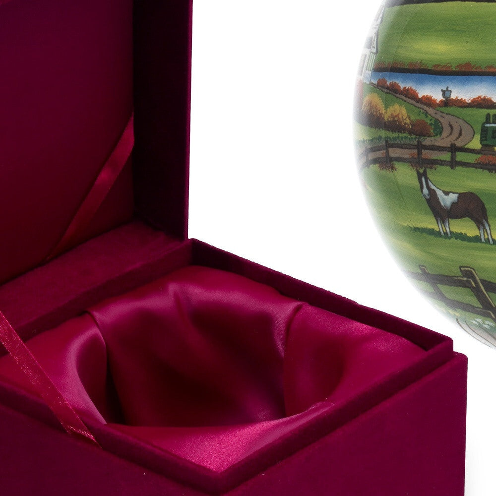 Farm in the Fall Scenery Hand Painted Mouth Blown Glass Ornament LuxuryLifeWay Online Store