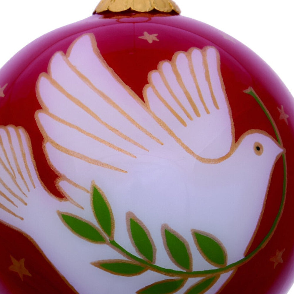 Peace on Earth Dove Hand Painted Mouth Blown Glass Ornament LuxuryLifeWay Online Store