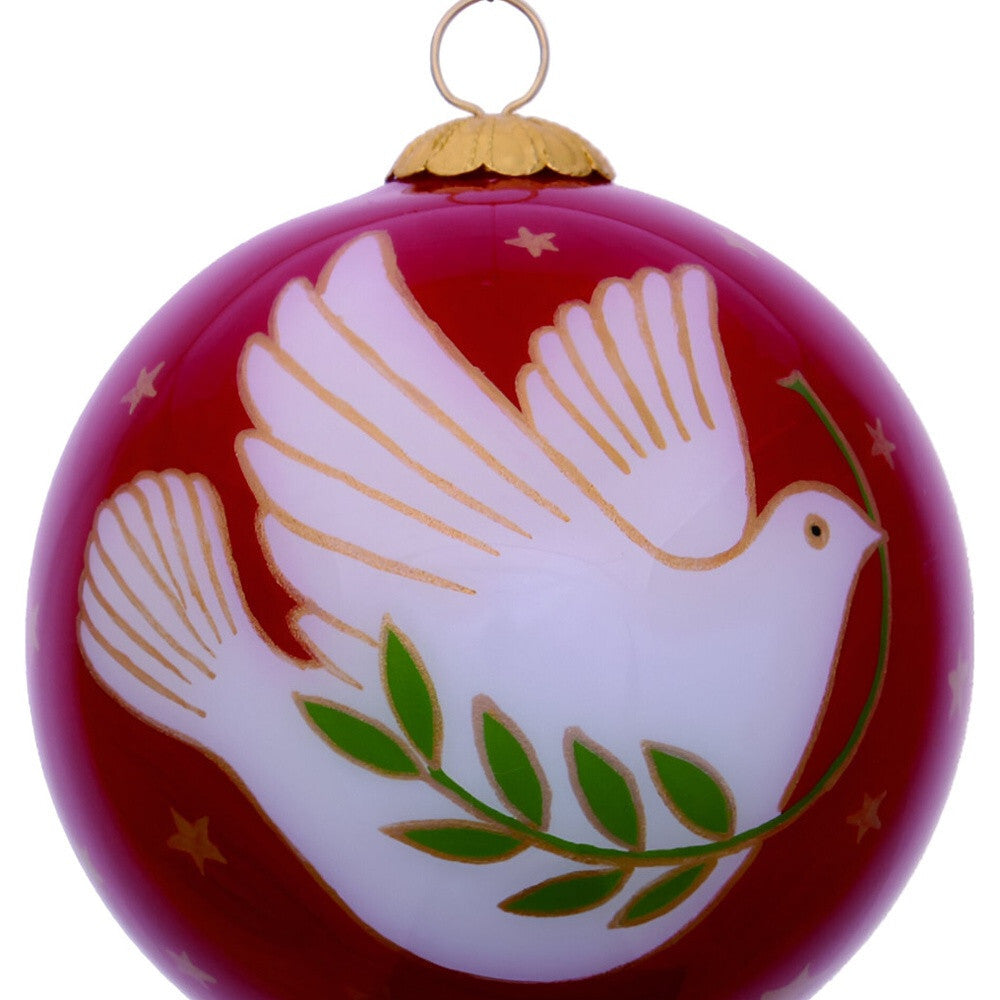Peace on Earth Dove Hand Painted Mouth Blown Glass Ornament LuxuryLifeWay Online Store