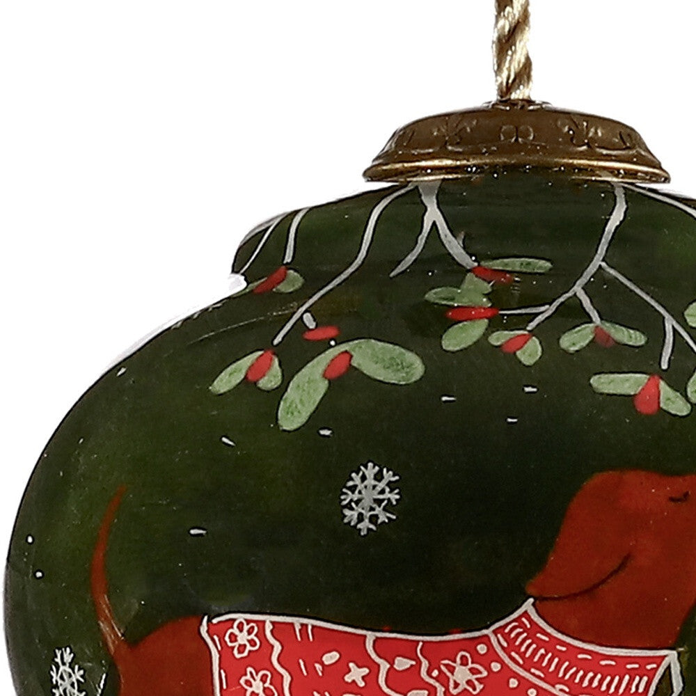 Trotting Dog in Comfy Christmas Attire Hand Painted Mouth Blown Glass Ornament LuxuryLifeWay Online Store