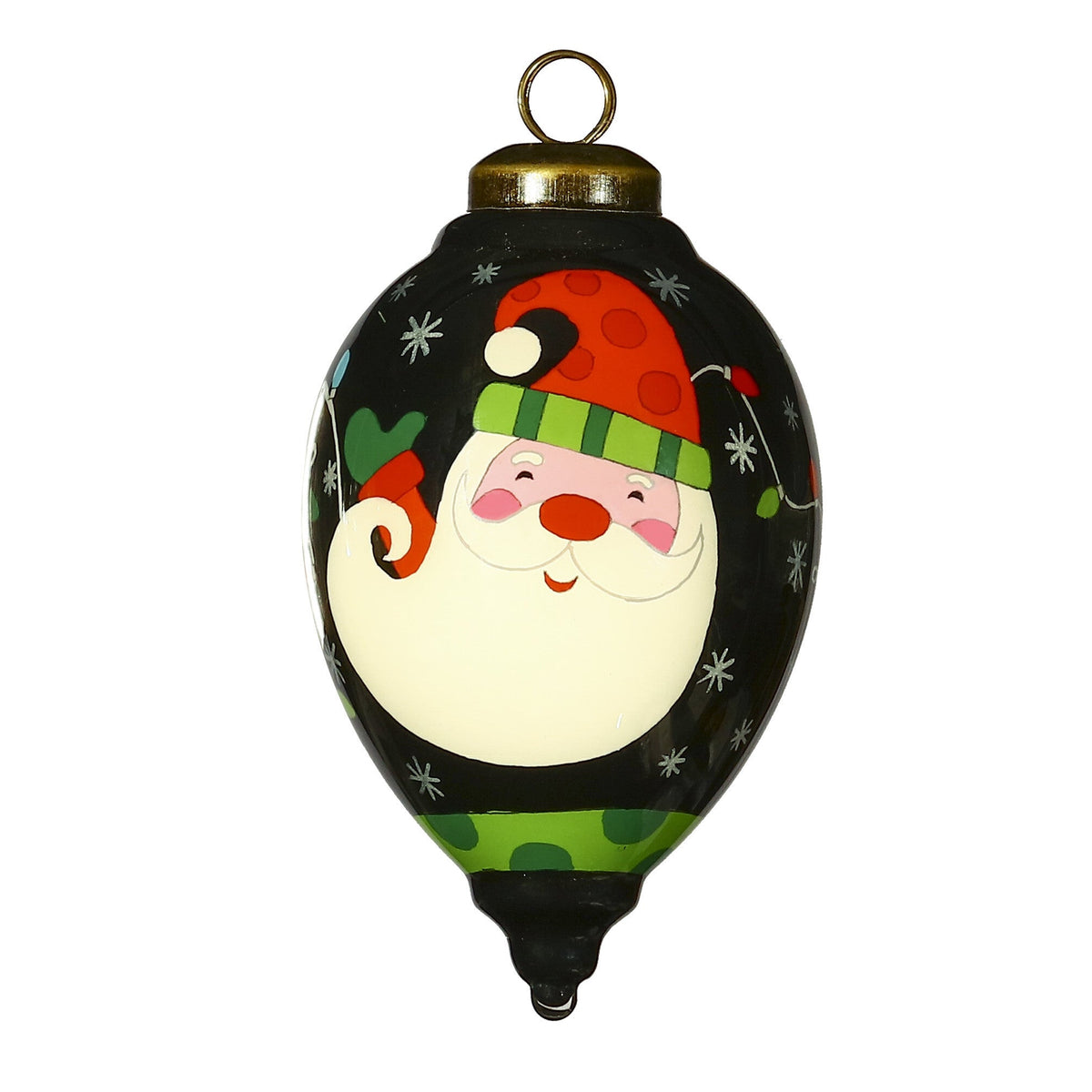 Santa in Holiday Lights Hand Painted Mouth Blown Glass Ornament LuxuryLifeWay Online Store
