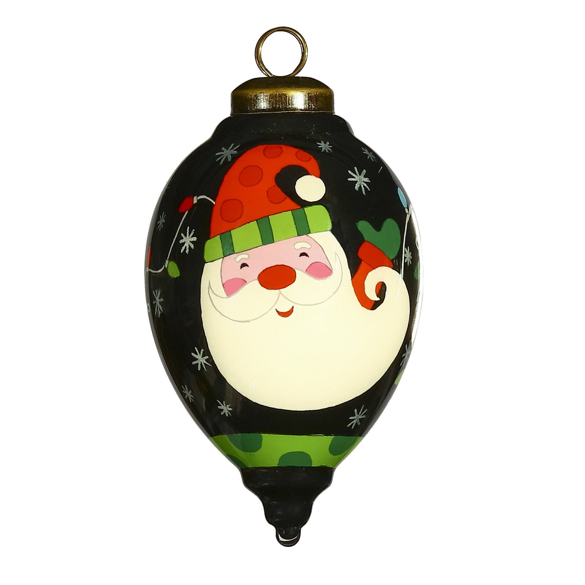Santa in Holiday Lights Hand Painted Mouth Blown Glass Ornament LuxuryLifeWay Online Store