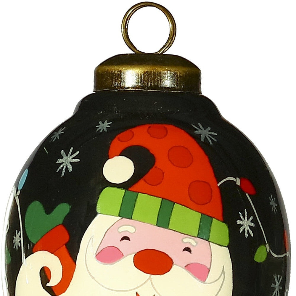 Santa in Holiday Lights Hand Painted Mouth Blown Glass Ornament LuxuryLifeWay Online Store