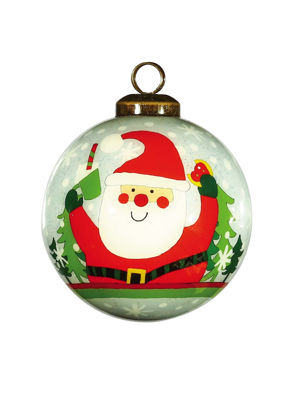 Festive Glitter Santa Hand Painted Mouth Blown Glass Ornament LuxuryLifeWay Online Store
