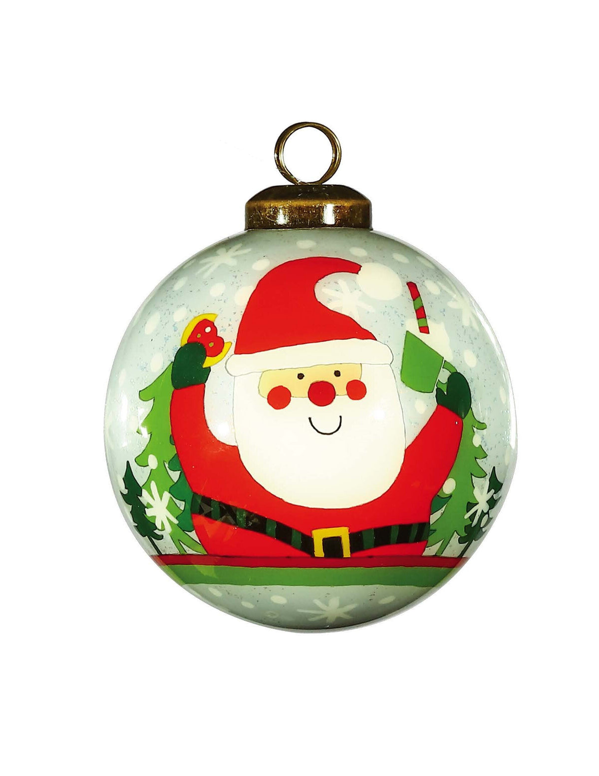 Festive Glitter Santa Hand Painted Mouth Blown Glass Ornament LuxuryLifeWay Online Store