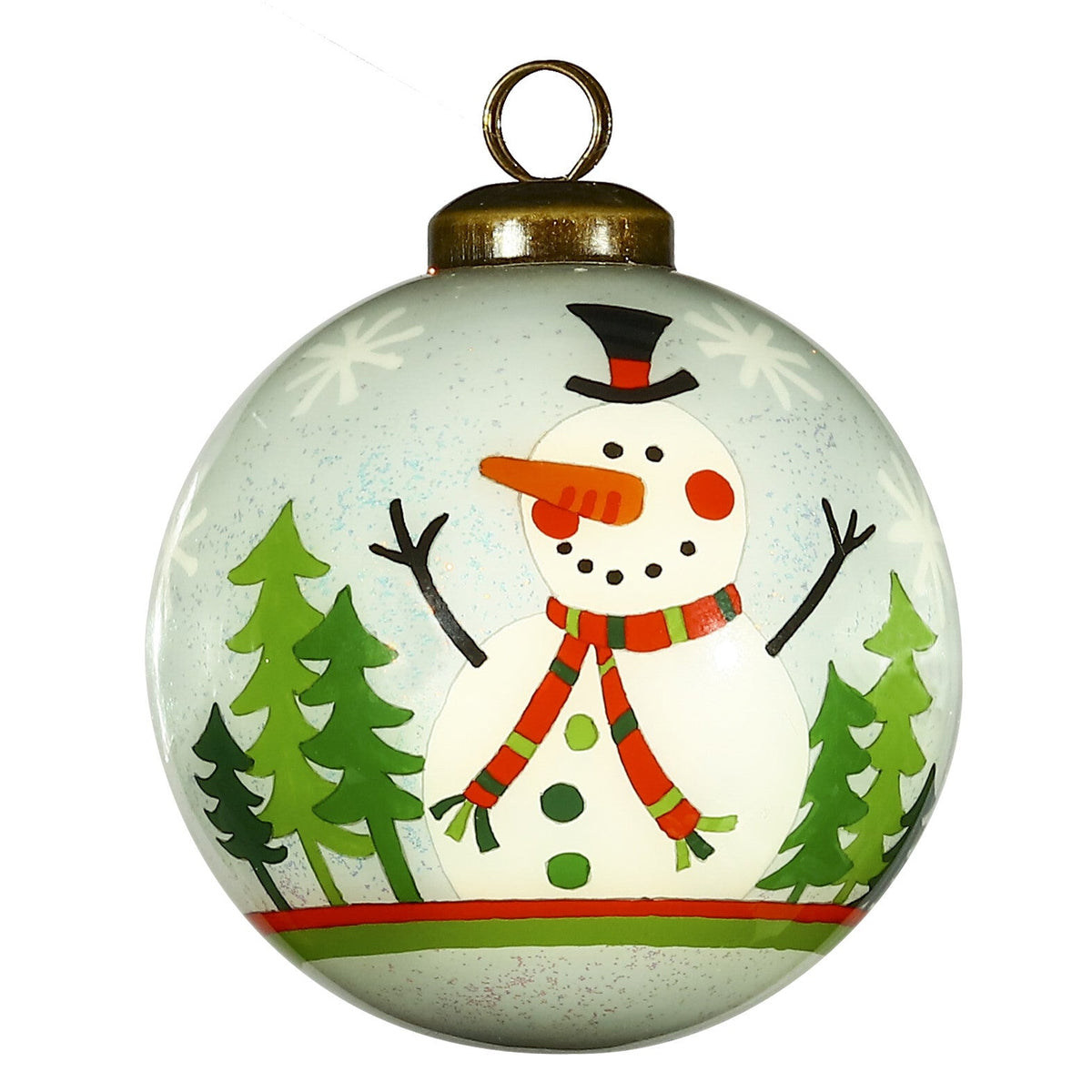 Festive Glitter Snowman Hand Painted Mouth Blown Glass Ornament LuxuryLifeWay Online Store