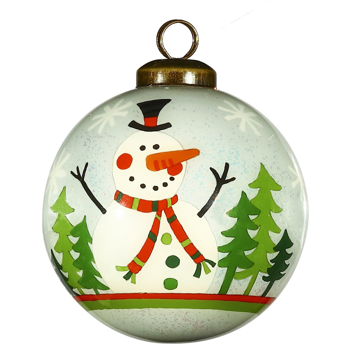 Festive Glitter Snowman Hand Painted Mouth Blown Glass Ornament LuxuryLifeWay Online Store