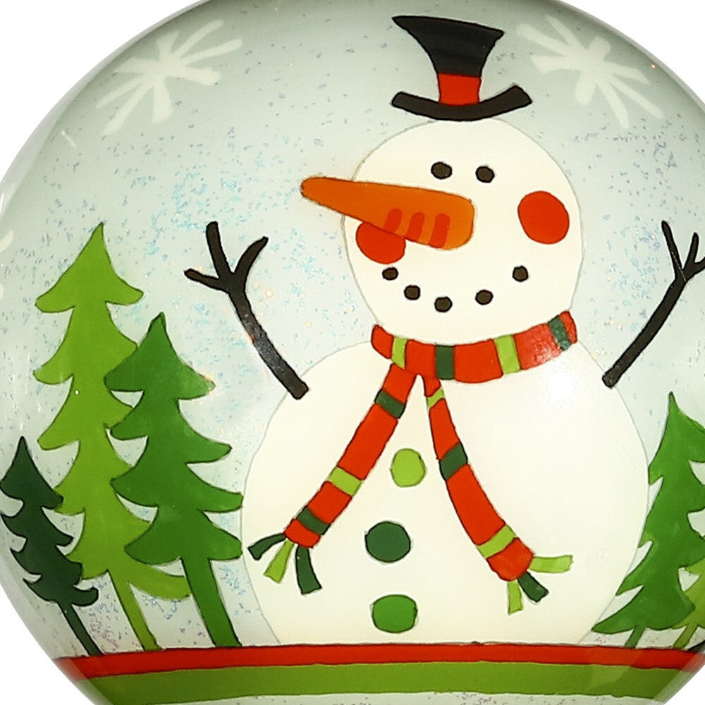Festive Glitter Snowman Hand Painted Mouth Blown Glass Ornament LuxuryLifeWay Online Store