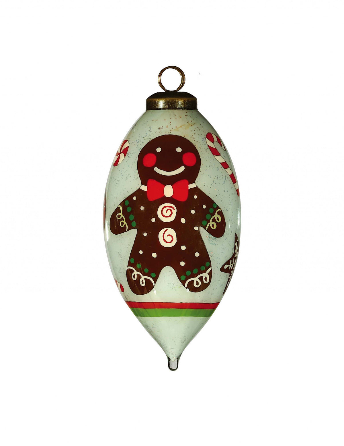 Festive Glitter Gingerbread Man Hand Painted Mouth Blown Glass Ornament LuxuryLifeWay Online Store