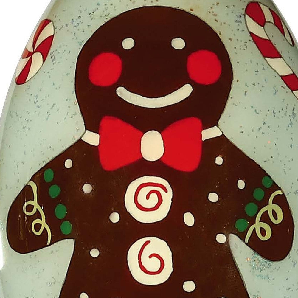 Festive Glitter Gingerbread Man Hand Painted Mouth Blown Glass Ornament LuxuryLifeWay Online Store