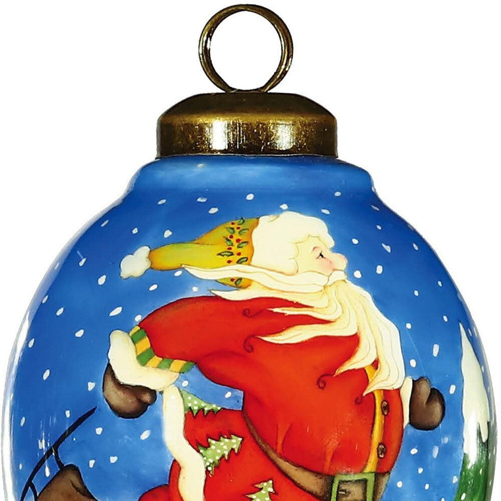 Ice Skating Santa Hand Painted Mouth Blown Glass Ornament LuxuryLifeWay Online Store