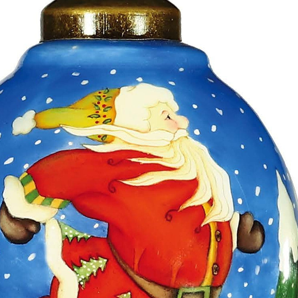 Ice Skating Santa Hand Painted Mouth Blown Glass Ornament LuxuryLifeWay Online Store