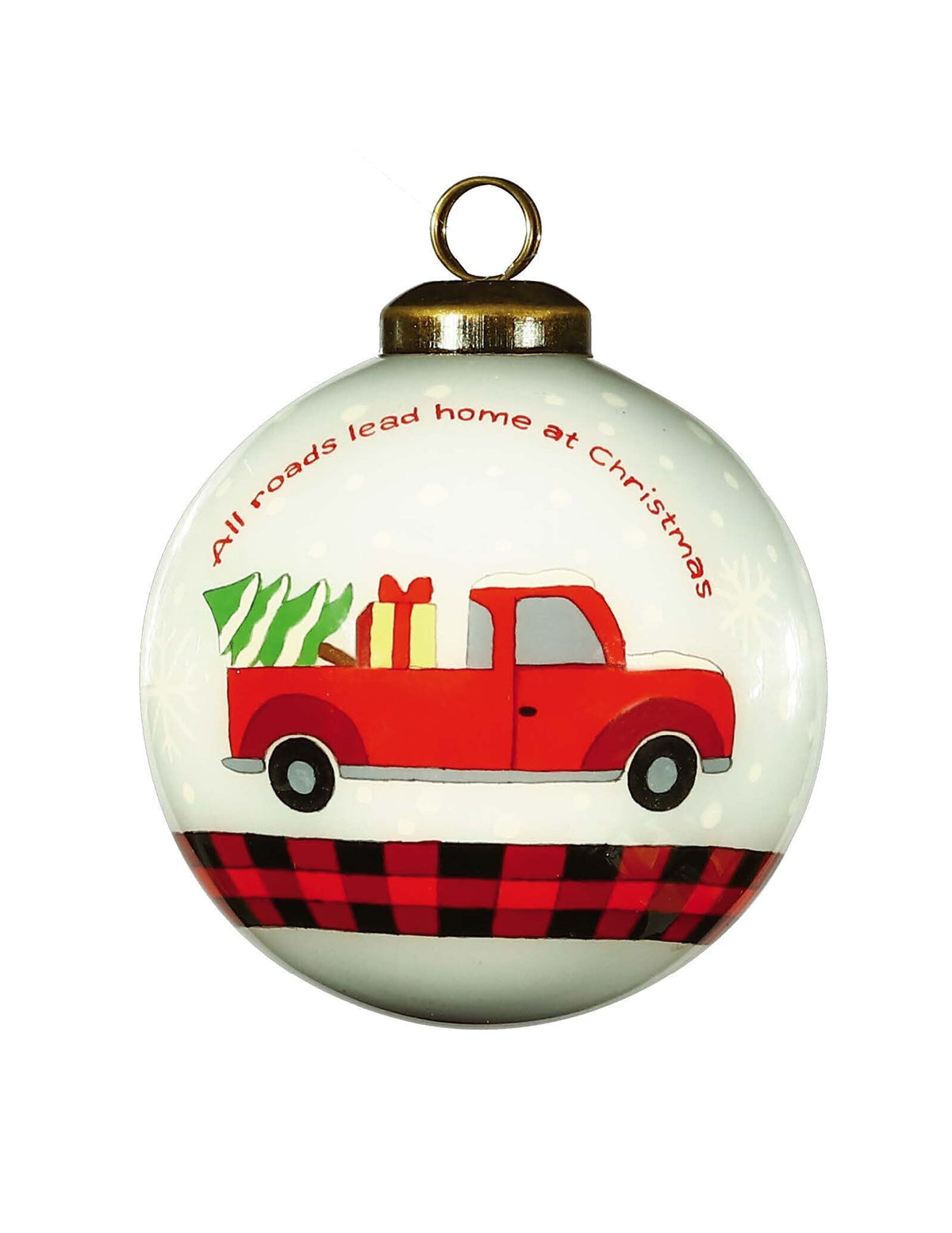 Red Pickup Truck with Presents Hand Painted Mouth Blown Glass Ornament LuxuryLifeWay Online Store