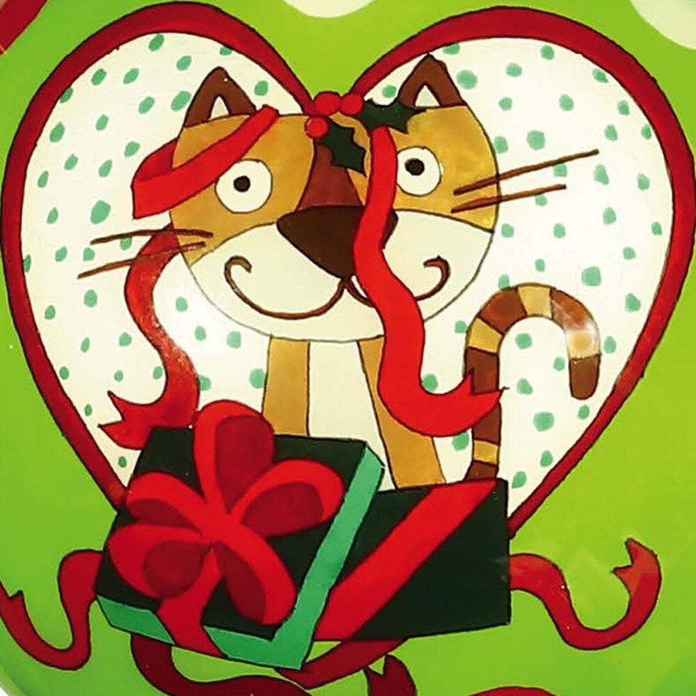 Charming Cat in a Heart Hand Painted Mouth Blown Glass Ornament LuxuryLifeWay Online Store