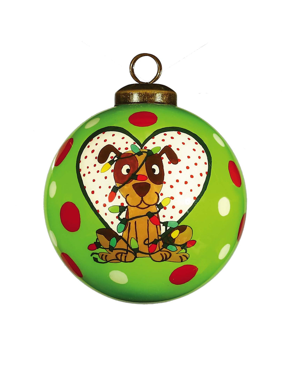 Charming Dog in a Heart Hand Painted Mouth Blown Glass Ornament LuxuryLifeWay Online Store