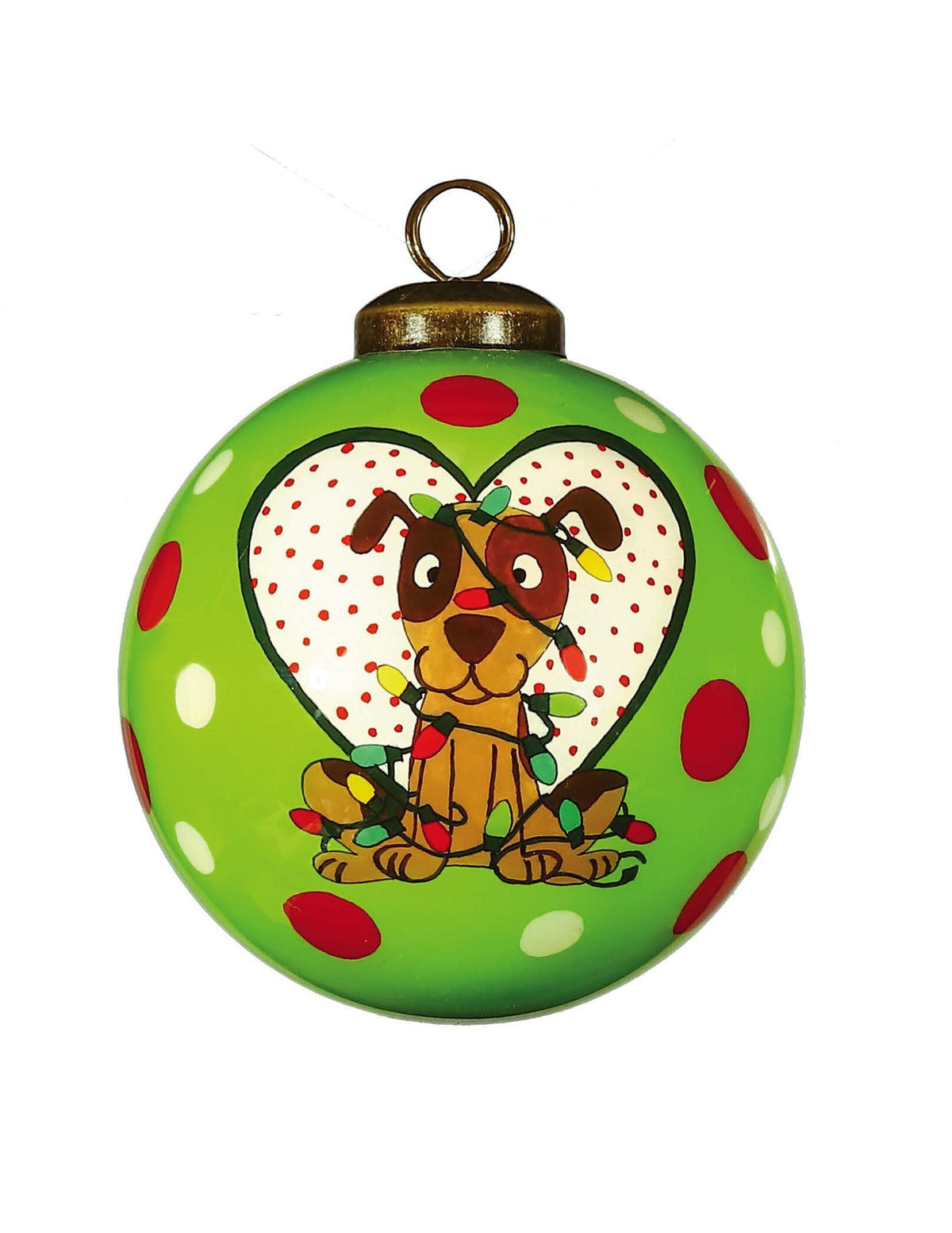 Charming Dog in a Heart Hand Painted Mouth Blown Glass Ornament LuxuryLifeWay Online Store
