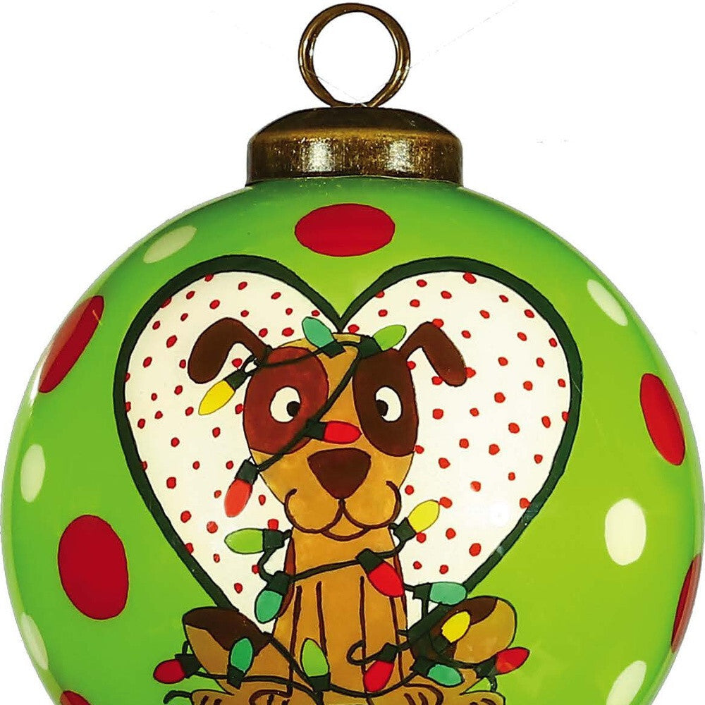 Charming Dog in a Heart Hand Painted Mouth Blown Glass Ornament LuxuryLifeWay Online Store