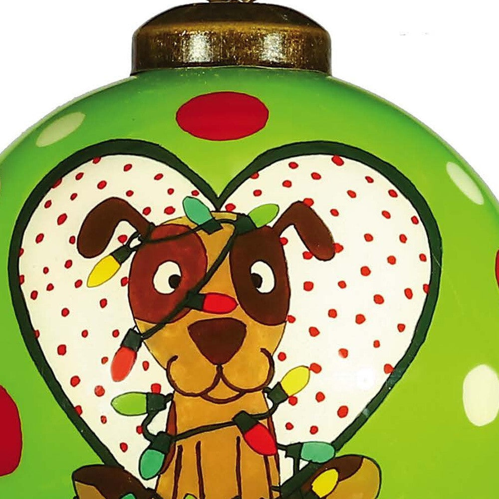 Charming Dog in a Heart Hand Painted Mouth Blown Glass Ornament LuxuryLifeWay Online Store