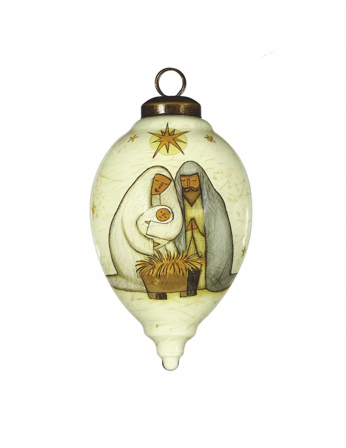 Nativity Holy Family Hand Painted Mouth Blown Glass Ornament LuxuryLifeWay Online Store