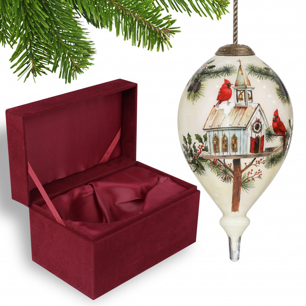Home of the Red Cardinals Hand Painted Mouth Blown Glass Ornament LuxuryLifeWay Online Store