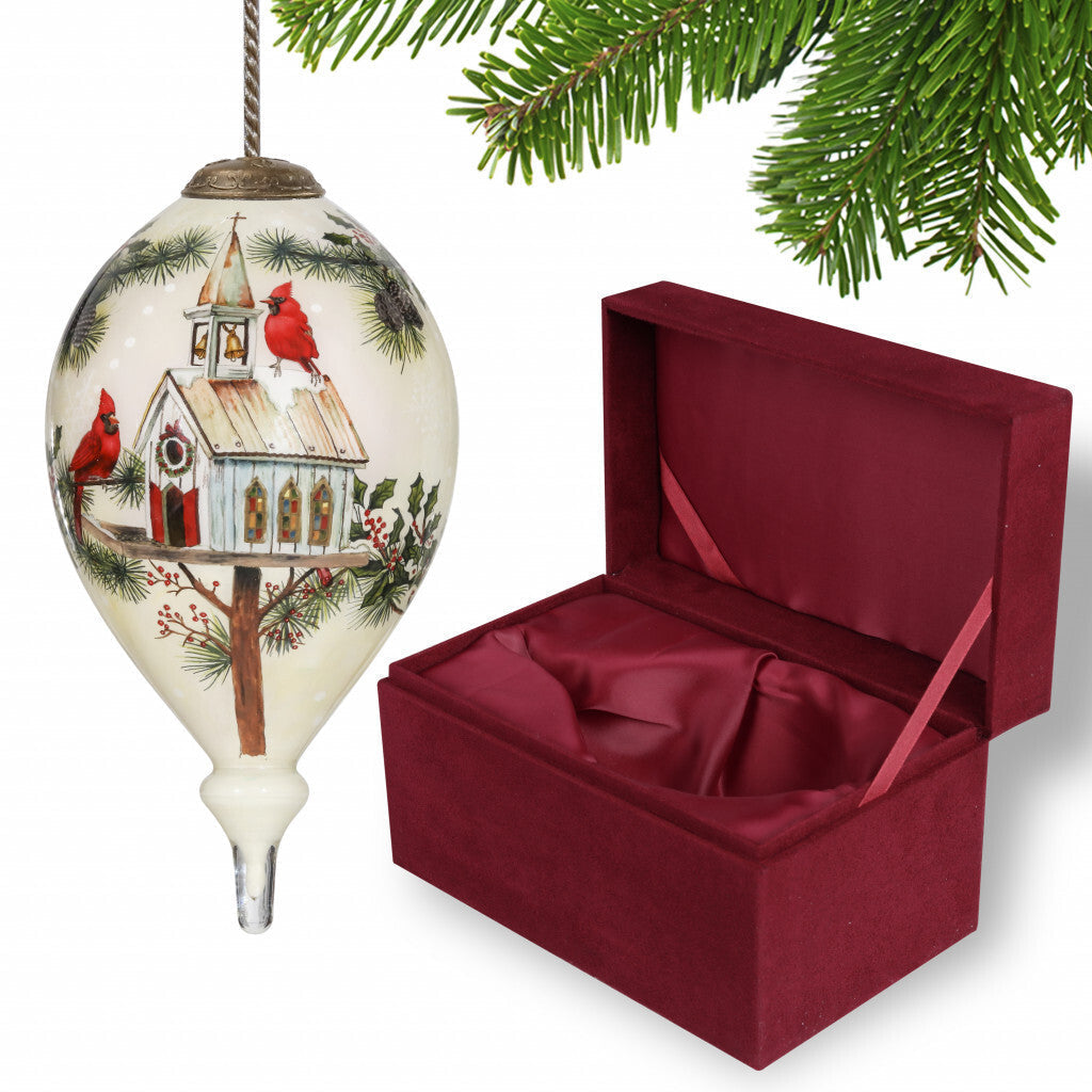 Home of the Red Cardinals Hand Painted Mouth Blown Glass Ornament LuxuryLifeWay Online Store