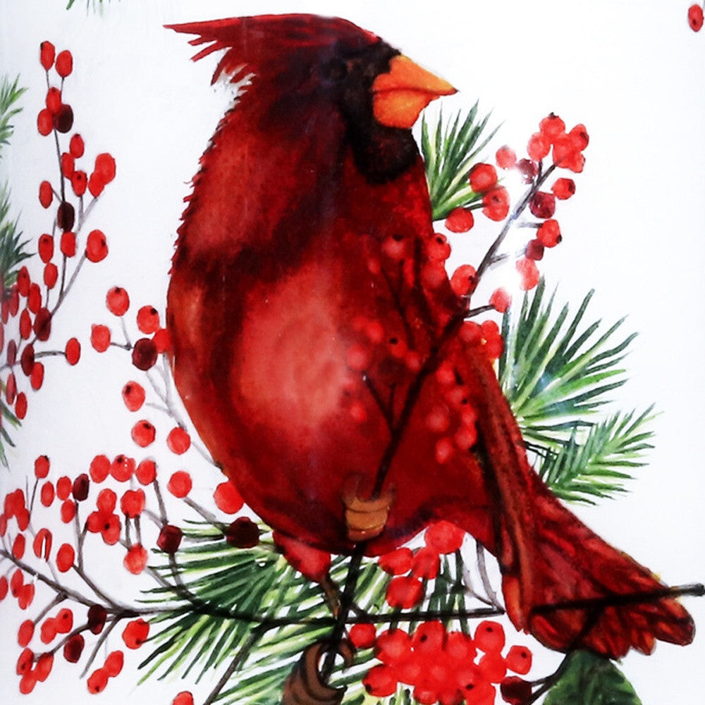 Cardinal Perched on Winter Berries Hand Painted Mouth Blown Glass Ornament LuxuryLifeWay Online Store