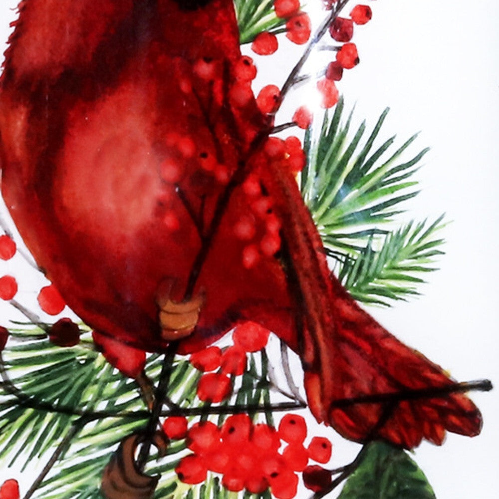 Cardinal Perched on Winter Berries Hand Painted Mouth Blown Glass Ornament LuxuryLifeWay Online Store
