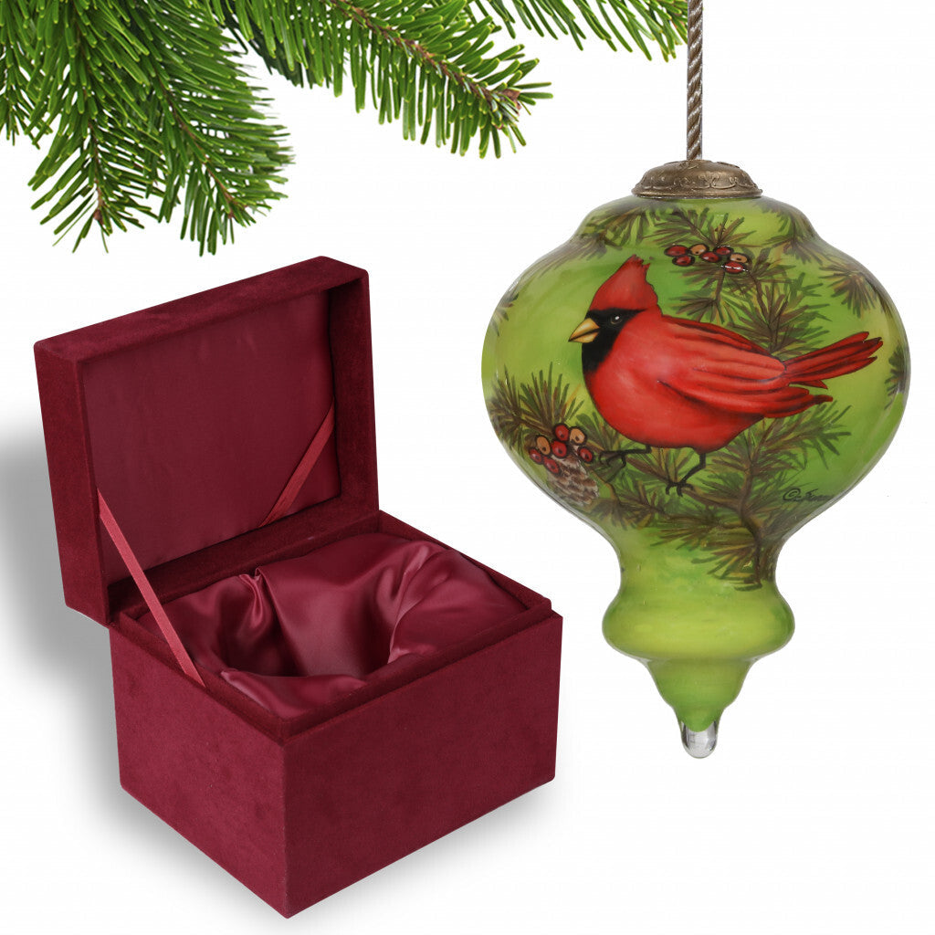 Red Majestic Cardinal Hand Painted Mouth Blown Glass Ornament LuxuryLifeWay Online Store