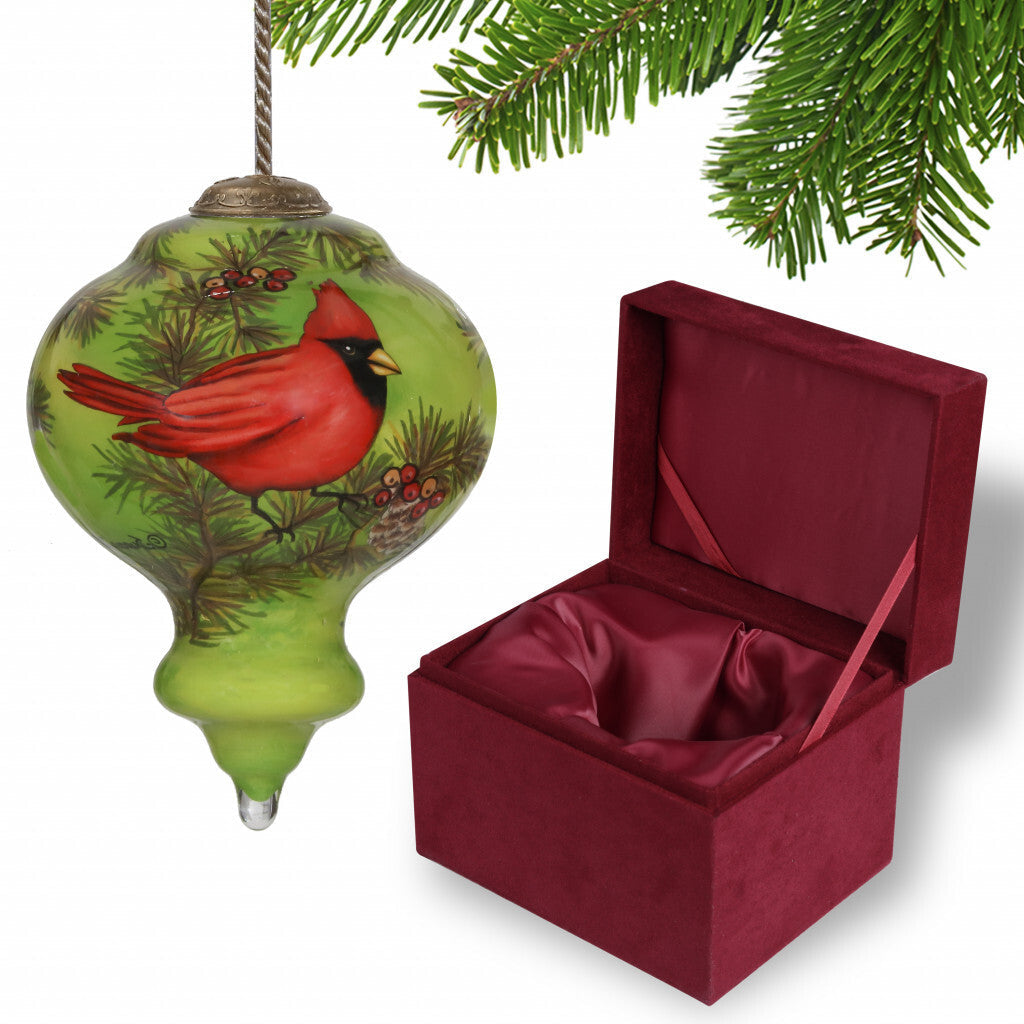 Red Majestic Cardinal Hand Painted Mouth Blown Glass Ornament LuxuryLifeWay Online Store