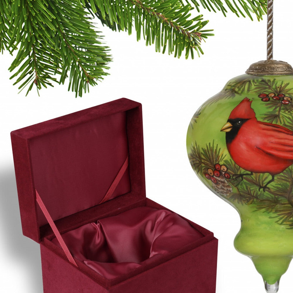 Red Majestic Cardinal Hand Painted Mouth Blown Glass Ornament LuxuryLifeWay Online Store