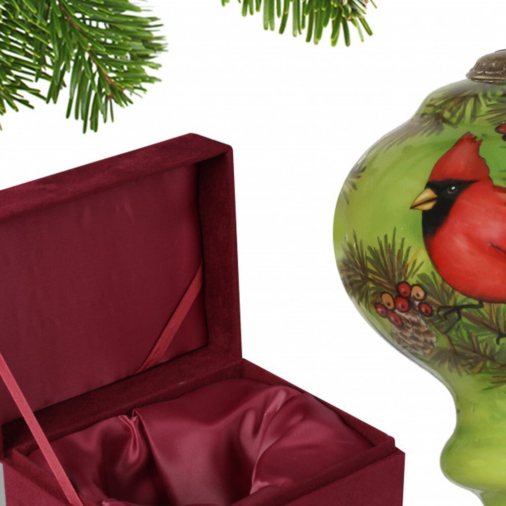 Red Majestic Cardinal Hand Painted Mouth Blown Glass Ornament LuxuryLifeWay Online Store
