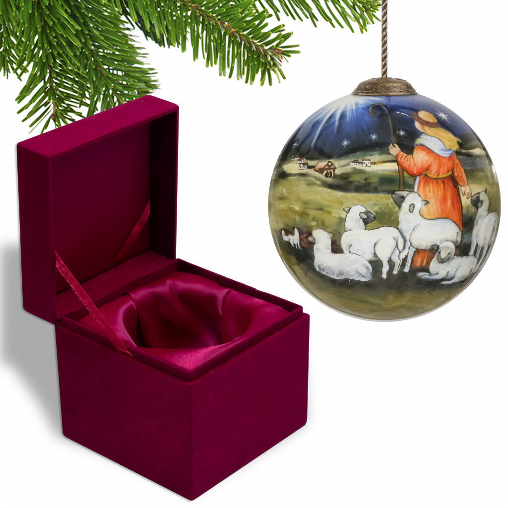 Shepherd Gazing Into the Star of Bethlehem Hand Painted Mouth Blown Glass Ornament LuxuryLifeWay Online Store