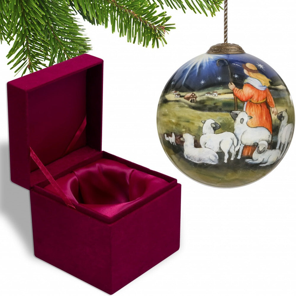Shepherd Gazing Into the Star of Bethlehem Hand Painted Mouth Blown Glass Ornament LuxuryLifeWay Online Store