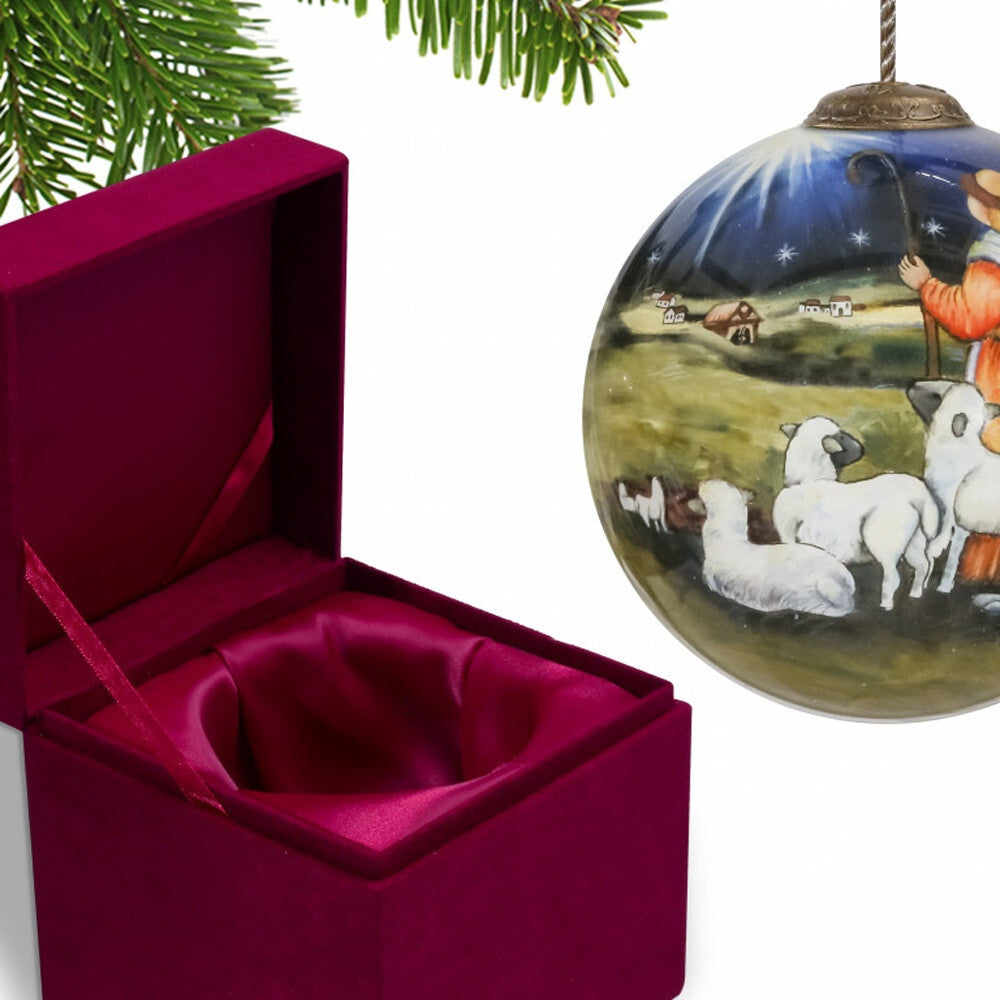 Shepherd Gazing Into the Star of Bethlehem Hand Painted Mouth Blown Glass Ornament LuxuryLifeWay Online Store
