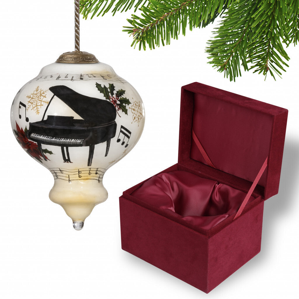 Grand Christmas Piano Hand Painted Mouth Blown Glass Ornament LuxuryLifeWay Online Store