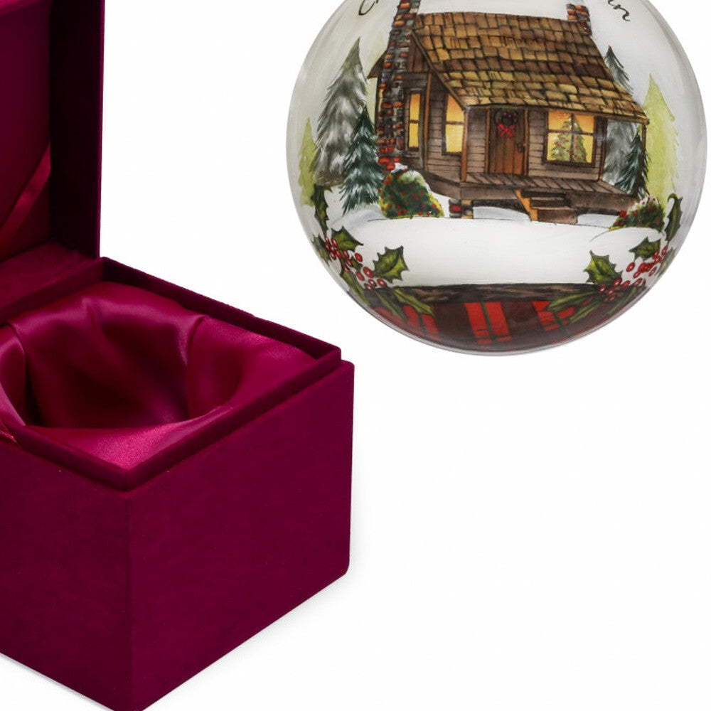 Vintage Christmas at the Cabin Hand Painted Mouth Blown Glass Ornament LuxuryLifeWay Online Store