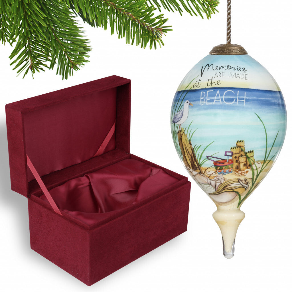 Beach Memories Hand Painted Mouth Blown Glass Ornament LuxuryLifeWay Online Store