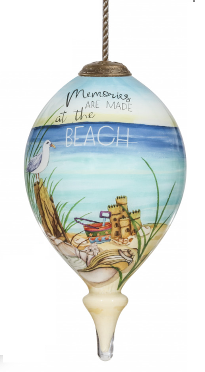 Beach Memories Hand Painted Mouth Blown Glass Ornament LuxuryLifeWay Online Store