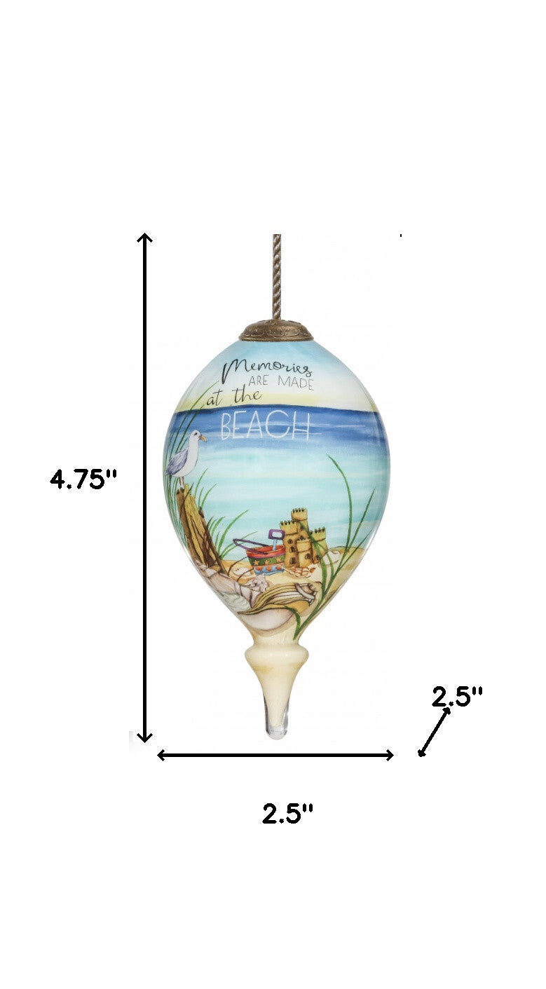 Beach Memories Hand Painted Mouth Blown Glass Ornament LuxuryLifeWay Online Store