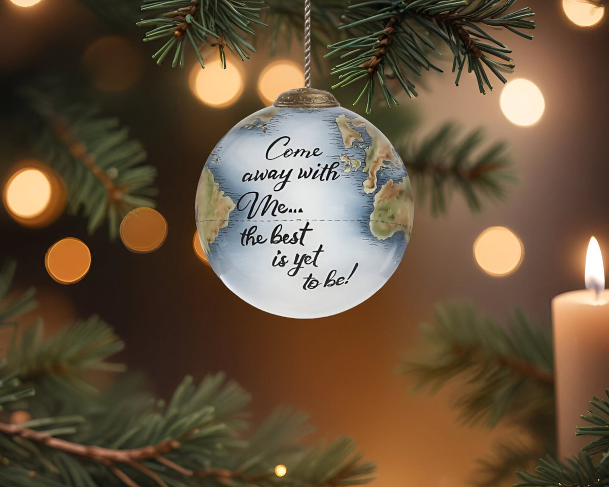 Globe Come Away with Me Hand Painted Mouth Blown Glass Ornament LuxuryLifeWay Online Store