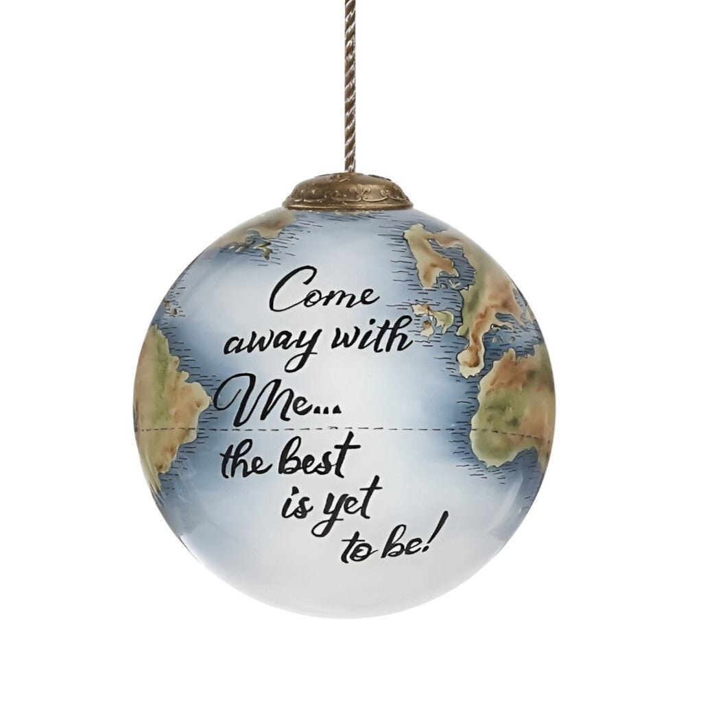 Globe Come Away with Me Hand Painted Mouth Blown Glass Ornament LuxuryLifeWay Online Store