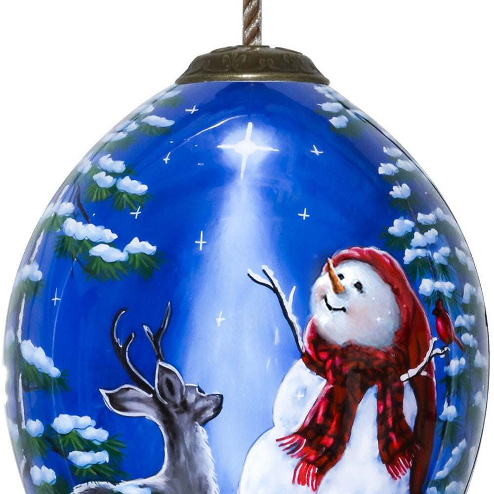 Starry Heaven and Snowman Hand Painted Mouth Blown Glass Ornament LuxuryLifeWay Online Store