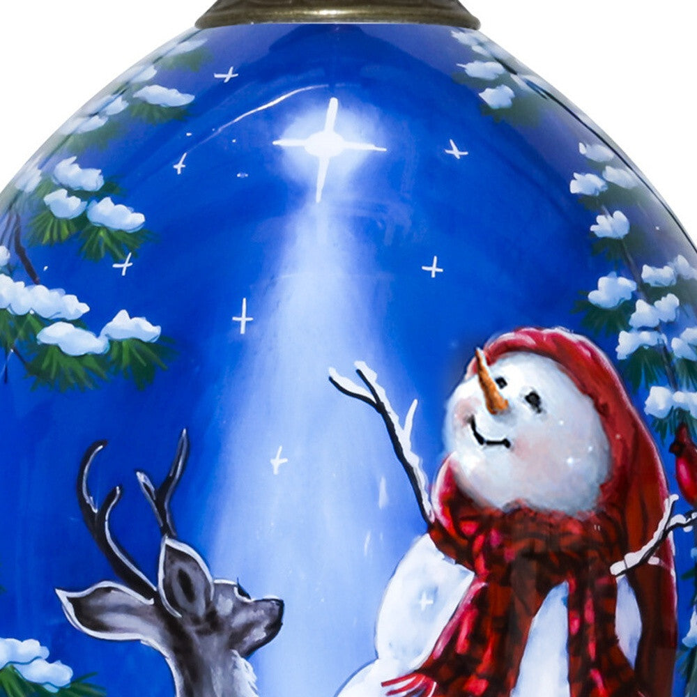 Starry Heaven and Snowman Hand Painted Mouth Blown Glass Ornament LuxuryLifeWay Online Store